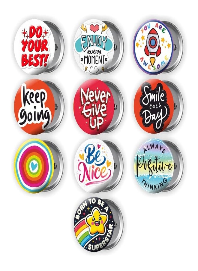 Roundsun Motivational Pins Badges 58mm Size | Round Button Badges | Inspirational Quotes | Return Gift | Event Badges | Kids Badges | Women brooches | Perfect for Backpacks (Combo 6 Pack of 10) - Image 2